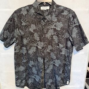 Ezekiel Men's Dark Gray Floral Button Down Shirt